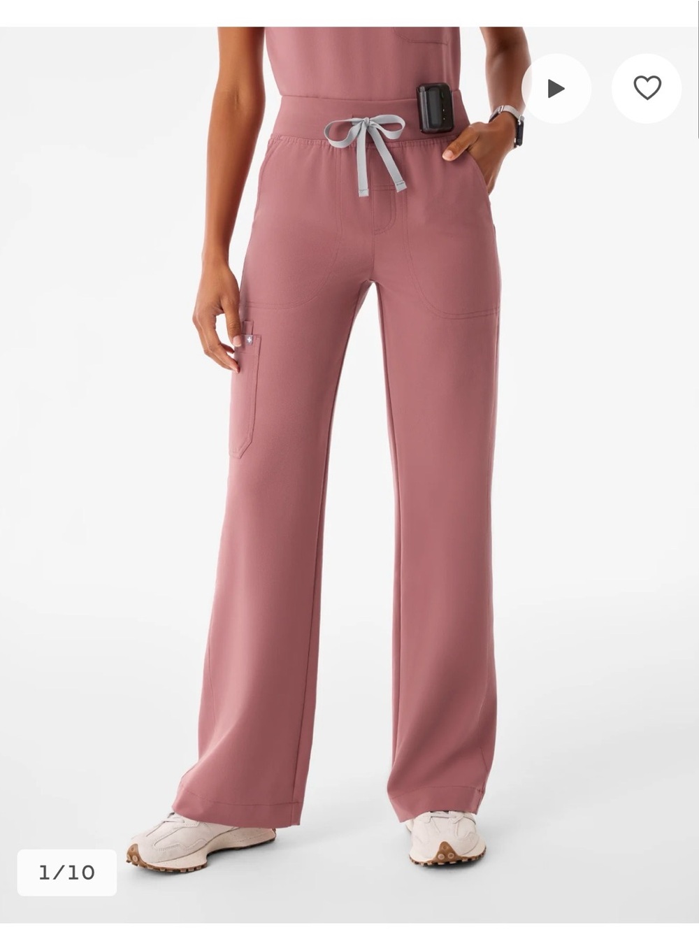 Figs Mauve Isabel Wide Leg Scrub Pants - XS - worn 1x - Picture 5 of 5
